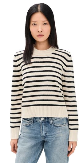 Sold Out NYC Sold Out NYC The Favorite Crew Stripe Pullover Black & Cream Stripe