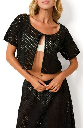 Solid & Striped Solid & Striped Shannon Sheer Split Front Crop Cotton Cover-Up Top