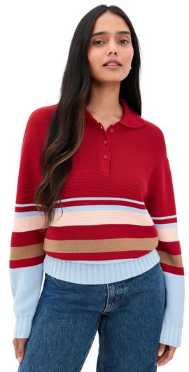 Solid & Striped Solid & Striped The Cleo Pullover Cranberry Copenhagen Stripe