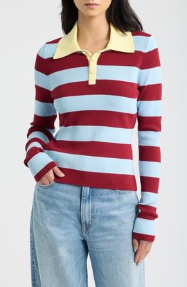 Solid & Striped Solid & Striped The Debra Striped Knit Polo Top
