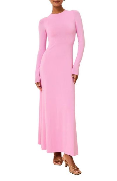 wine long sleeve lace dress Kaya Long Sleeve Satin And Mesh Maxi Dress / Wine | MESHKI