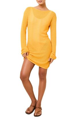 Solid & Striped Solid & Striped The Nicki Rib Long Sleeve Linen Blend Cover-Up Dress