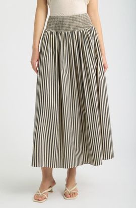 Solid & Striped Solid & Striped The Noreen Stripe Smocked Maxi Skirt
