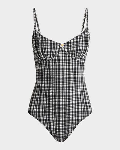 Solid and Striped The Taylor Plaid Seersucker One-Piece Swimsuit
