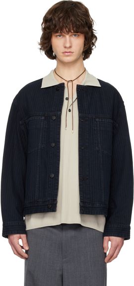Solid Homme Solid Homme Black Collarless Denim Trucker Jacket
