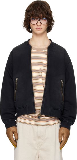 Solid Homme Solid Homme Black Faded Bomber Jacket