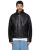 Solid Homme Solid Homme Black Grained Lambskin Jacket - 1