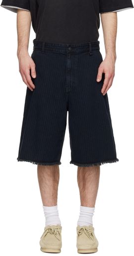 Solid Homme Solid Homme Black Stripe Denim Bermuda Shorts