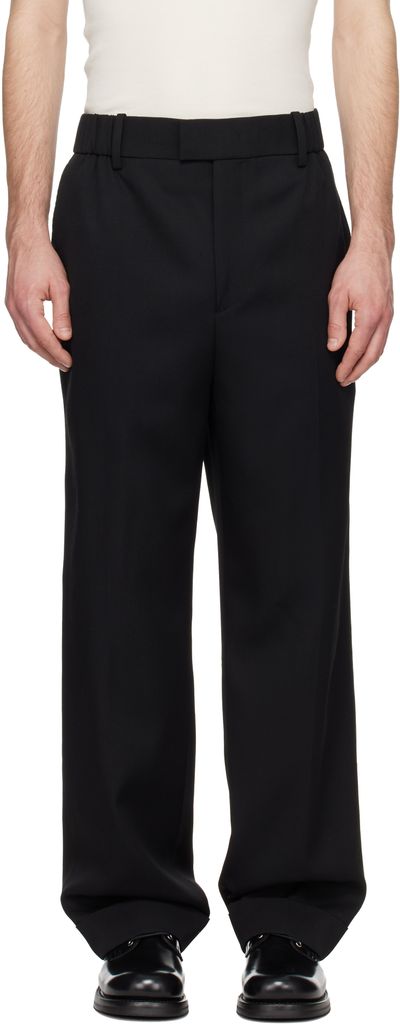 Solid Homme Solid Homme Black Turn-Up Wool Trousers
