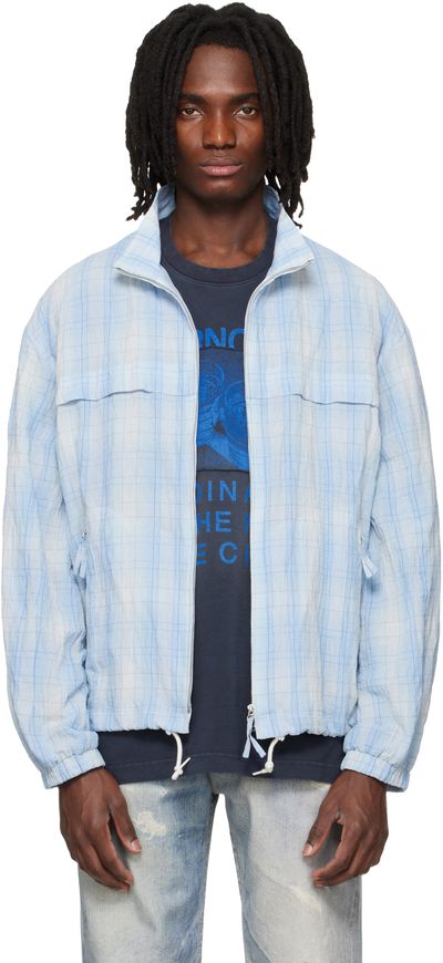 Solid Homme Solid Homme Blue High Neck Check Blouson Jacket