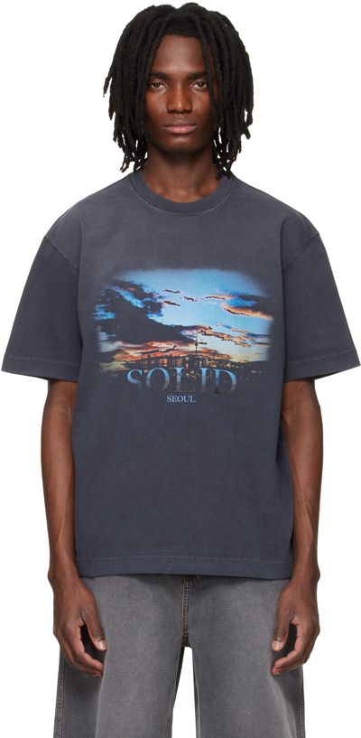 Solid Homme Solid Homme Gray Dropped Shoulder T-shirt