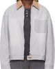 Solid Homme Solid Homme Gray Leather Collared Denim Trucker Jacket - 1