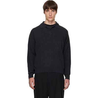 Solid Homme Solid Homme Gray Spread Collar Wool Polo