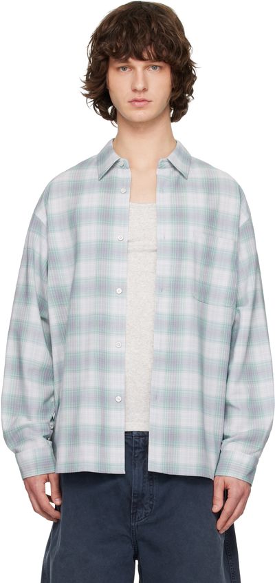 Solid Homme Solid Homme Green & Gray Wool Cotton Check Shirt
