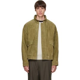 Solid Homme Solid Homme Green Band-Neck Suede Jacket