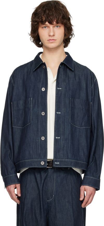 Solid Homme Solid Homme Navy Japanese Denim Trucker Jacket