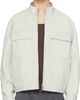 Solid Homme Solid Homme Off-White High-Neck Two-Pocket Leather Jacket - 1