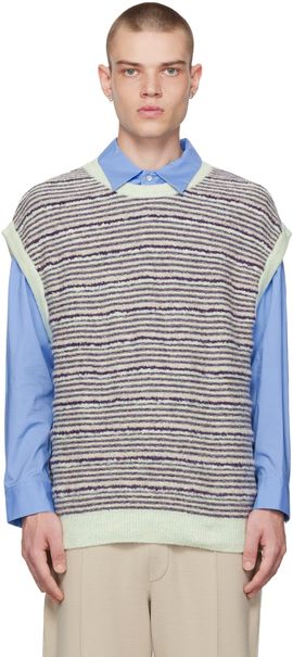 Solid Homme Solid Homme Purple Striped Vest