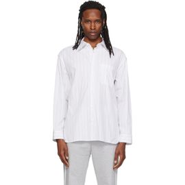 Solid Homme Solid Homme White Semi-Over Striped Shirt