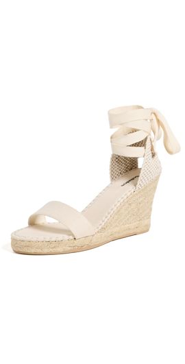 Soludos Soludos Open Toe Marseille Wedge Espadrilles Ivory Linen