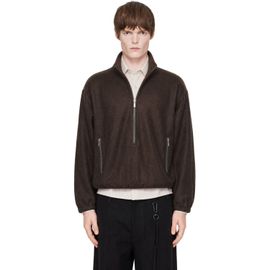 Song for the Mute Song for the Mute Brown Brushed Wool Long Zip Pullover Sweatshirt