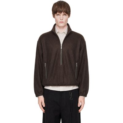 Song for the Mute Song for the Mute Brown Brushed Wool Long Zip Pullover Sweatshirt
