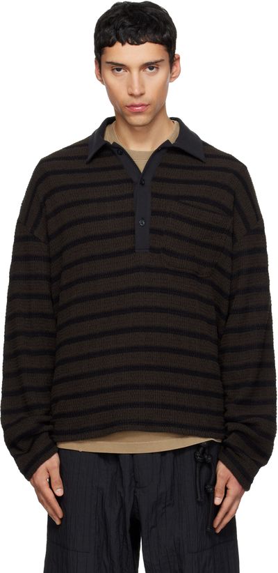 Song for the Mute Song for the Mute Brown Piano Knit L/S Polo