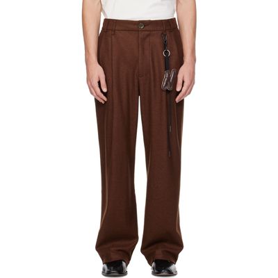 Song for the Mute Song for the Mute Brown Wool Double-Pleat Key Clasp Trousers