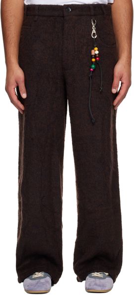 Song for the Mute Song for the Mute Burgundy Comfy Wool Wide Leg Trousers