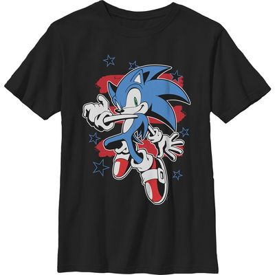 Sonic the Hedgehog Sonic the Hedgehog Boys' Stars and Stripes Pose Graphic Short Sleeve T-Shirt