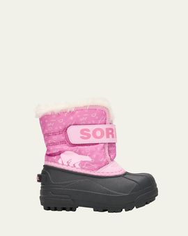 Sorel Kid's Commander Grip-Strap Fleece Snow Boots, Toddlers/Kids