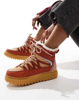 Sorel Sorel ONA AVE Trek WP fleece lined waterproof lace up leather boots in sanguine and arctic sea-Brown