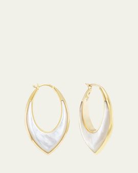 Sorellina 18K Yellow Gold Stardust Inlay Hoop Earrings with Mother-of-Pearl