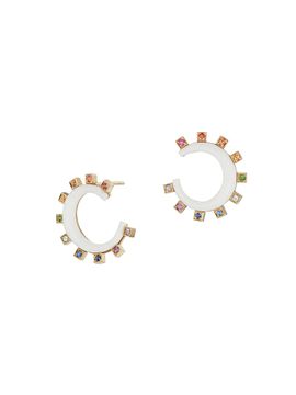 Sorellina Women's Monroe 18K Yellow Gold, White Onyx & Sapphire Mini Crescent Earrings