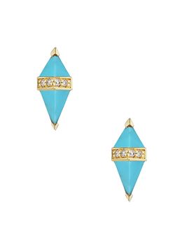 Sorellina Women's Pietra 18K Yellow Gold, Turquoise & Diamond Stud Earrings