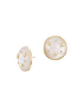Sorellina Women's Tarot Le Stelle 18K Yellow Gold, Mother-Of-Pearl, & 0.06 TCW Diamond Button Stud Earrings