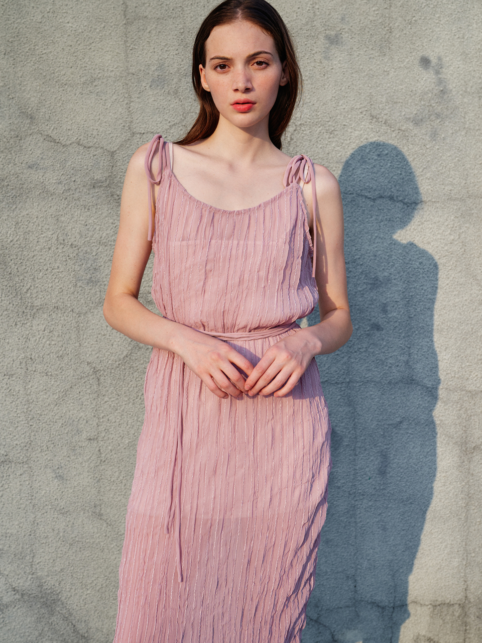 SORRY TOO MUCH LOVE Rosalie Pleated Chiffon Dress_Pink