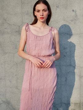 SORRY TOO MUCH LOVE Rosalie Pleated Chiffon Dress_Pink