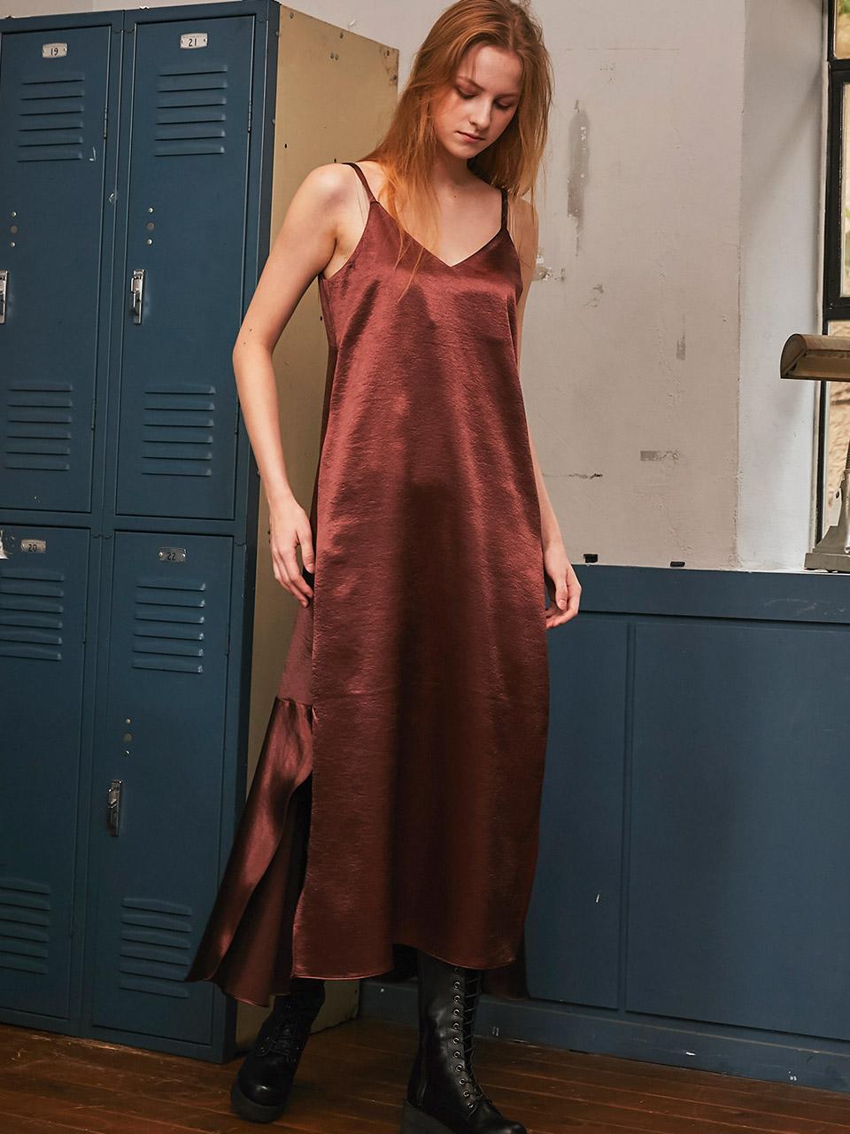 SORRY TOO MUCH LOVE Signature Long Slip Dress [Brown]