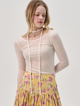 SORRY TOO MUCH LOVE Slim Scarf Tencel Line T-Shirt_White