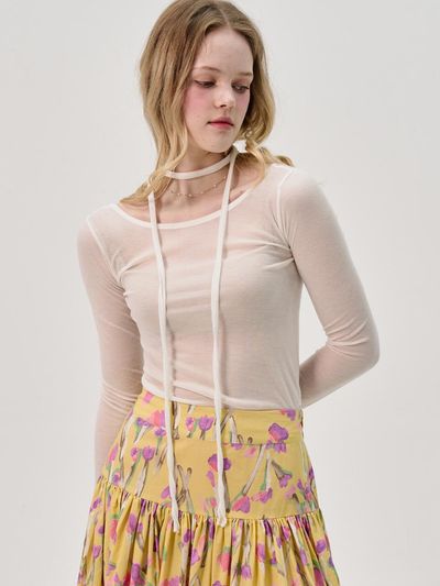 SORRY TOO MUCH LOVE Slim Scarf Tencel Line T-Shirt_White