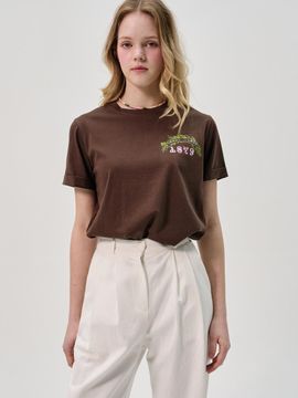 SORRY TOO MUCH LOVE Soluv Logo Cuffed Half-Sleeve T-Shirt_Brown