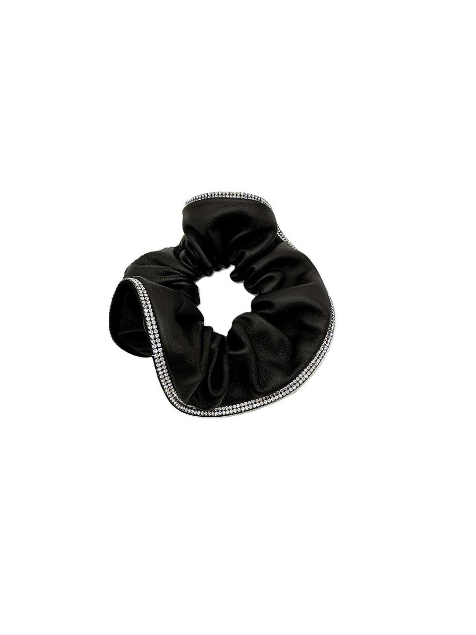 SO`SALT Leather Beaded Swarovski Crystal Scrunchie (VL4D112008)