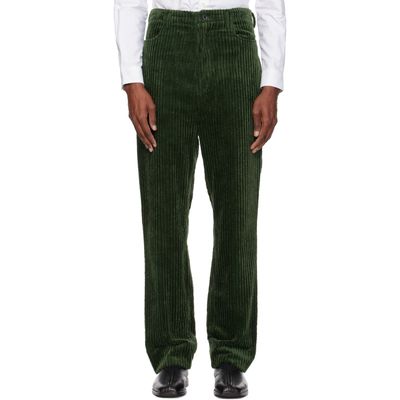 SOSHIOTSUKI SOSHIOTSUKI Green Heavy Wale High Waist Trousers