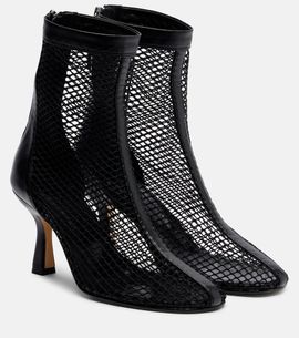 Souliers Martinez Souliers Martinez Fira leather-trimmed fishnet ankle boots
