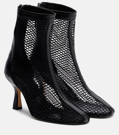 Souliers Martinez Souliers Martinez Fira leather-trimmed fishnet ankle boots