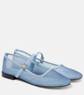 Souliers Martinez Souliers Martinez Minima leather-trimmed tulle Mary Jane flats