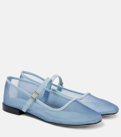 Souliers Martinez Souliers Martinez Minima leather-trimmed tulle Mary Jane flats