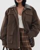 Source Unknown Source Unknown Baia Fleece Barn Jacket Brown - 2