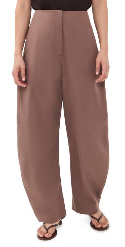 Source Unknown Source Unknown Edolo Barrel Leg Trousers Brown